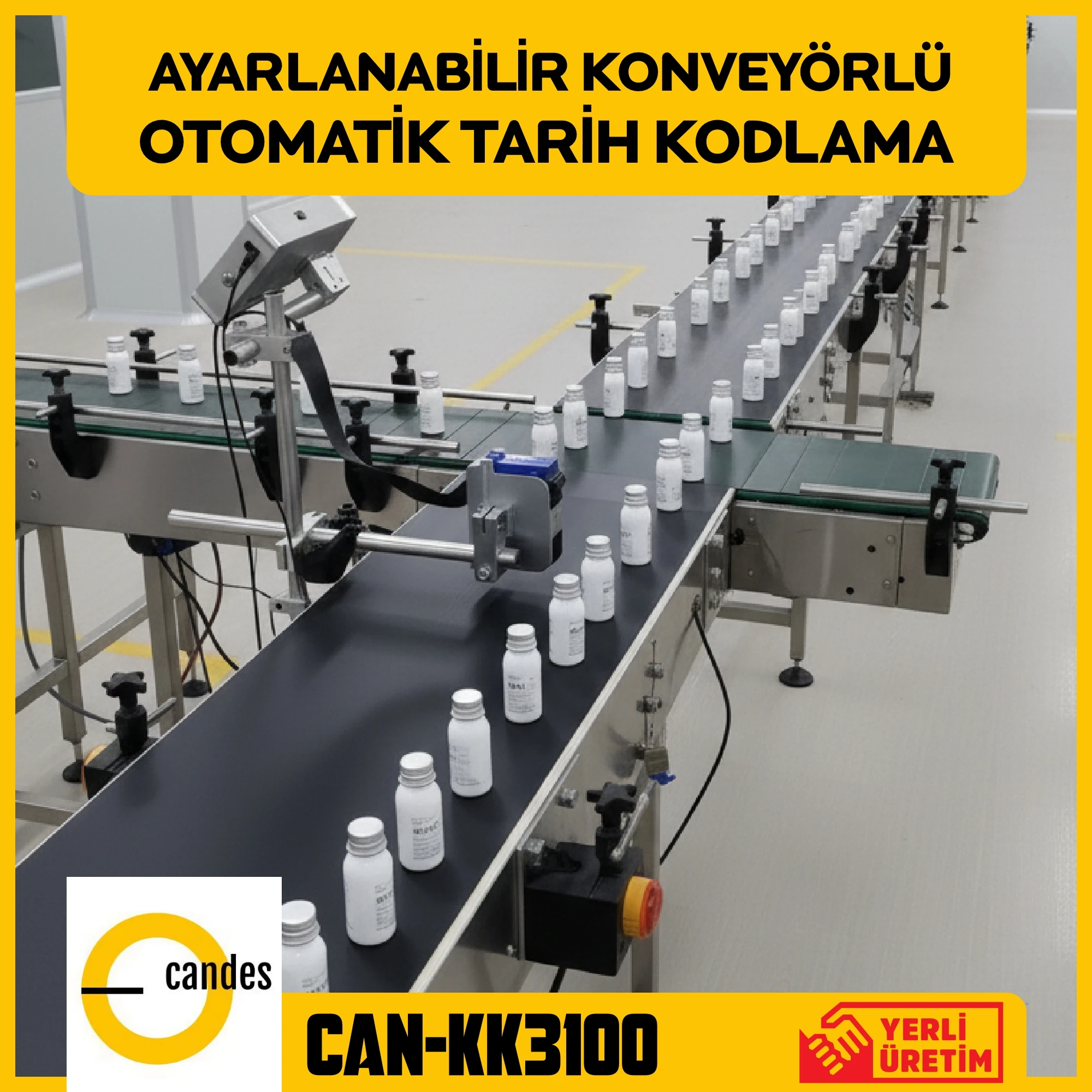 Candes CAN-KK3100 Konveyörlü Otomatik Inkjet Tarih Kodlama Makinesi